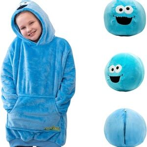 Plushible Sesame Street Cookie Monster Kids Snugible Wearable Blanket Hoodie